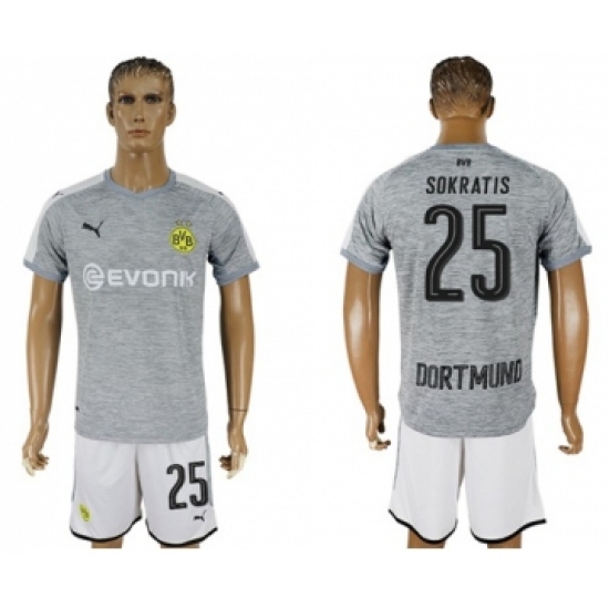 Dortmund 25 Sokratis Grey Soccer Club Jersey