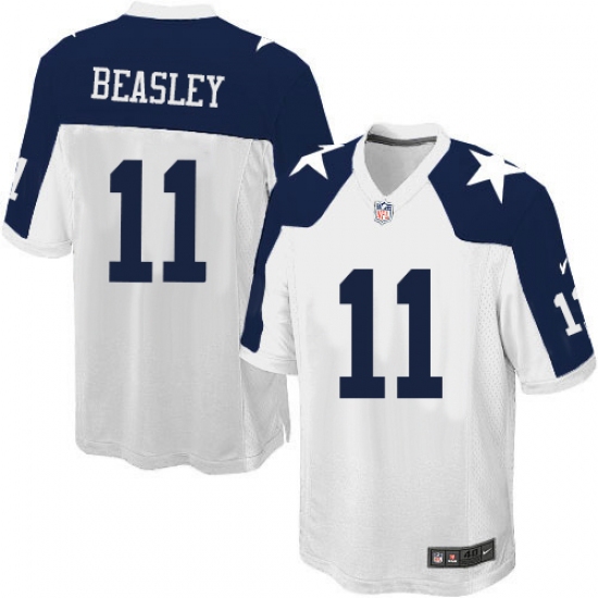 Men's Nike Dallas Cowboys 11 Cole Beasley Game White Throwback Alternate NFL Jersey
