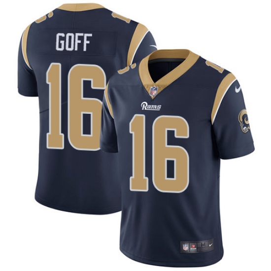 Men's Nike Los Angeles Rams 16 Jared Goff Navy Blue Team Color Vapor Untouchable Limited Player NFL Jersey