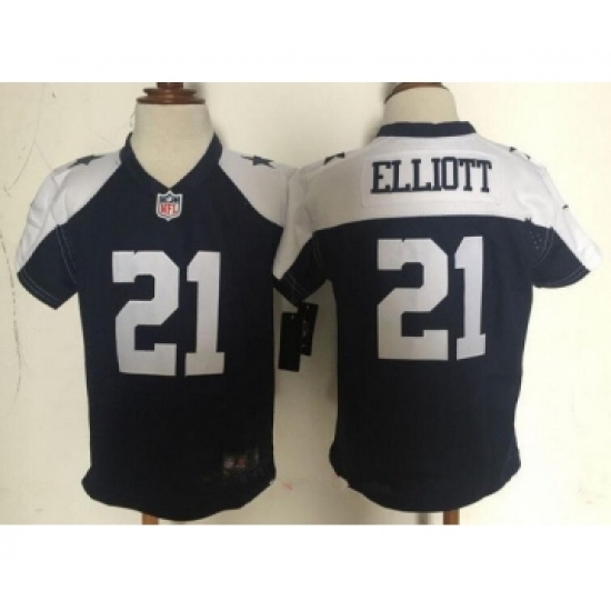 Toddler Dallas Cowboys 21 Ezekiel Elliott Navy Blue Thanksgiving Stitched NFL Nike Game Jersey