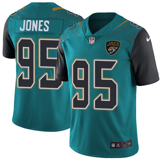 Men's Nike Jacksonville Jaguars 95 Abry Jones Teal Green Team Color Vapor Untouchable Limited Player NFL Jersey