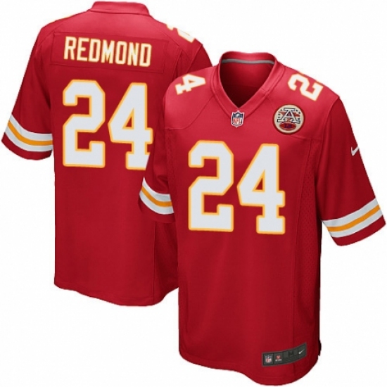 Men's Nike Kansas City Chiefs 24 Will Redmond Game Red Team Color NFL Jersey