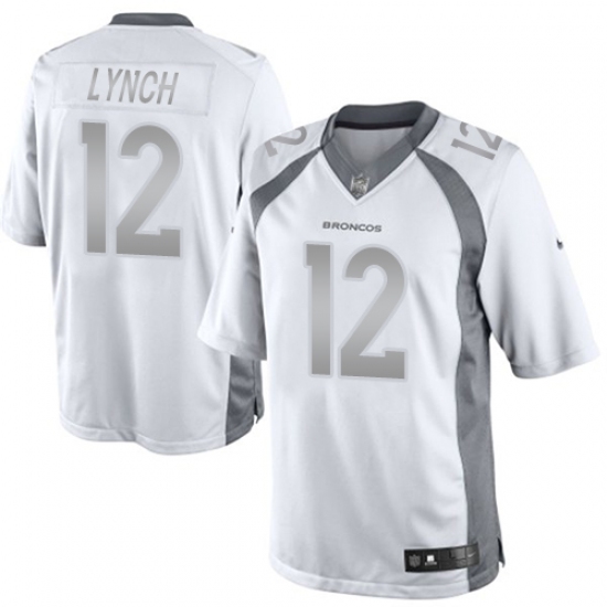 Men's Nike Denver Broncos 12 Paxton Lynch Limited White Platinum NFL Jersey
