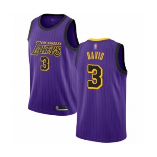 Men's Los Angeles Lakers 3 Anthony Davis Authentic Purple Basketball Jersey - City Edition