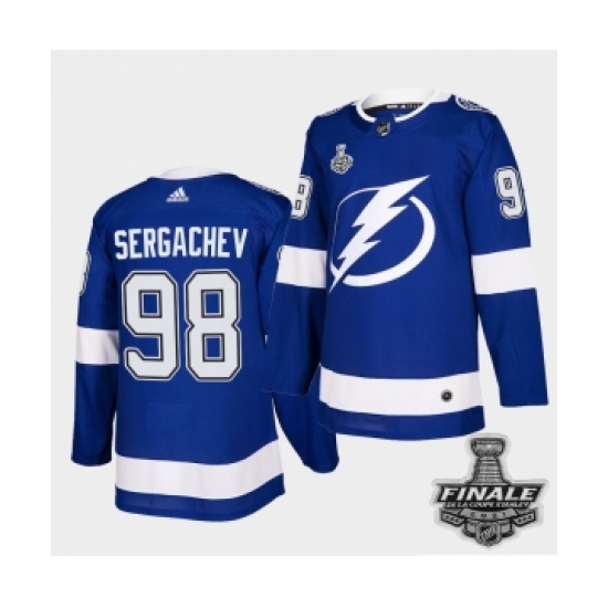 Men's Adidas Lightning 98 Mikhail Sergachev Blue Home Authentic 2021 Stanley Cup Jersey