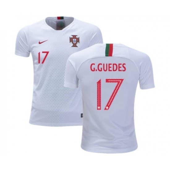 Portugal 17 G.Guedes Away Kid Soccer Country Jersey