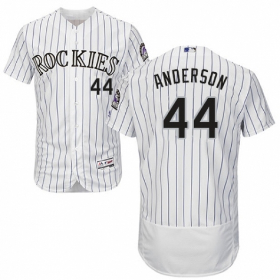 Men's Majestic Colorado Rockies 44 Tyler Anderson White Home Flex Base Authentic Collection MLB Jersey
