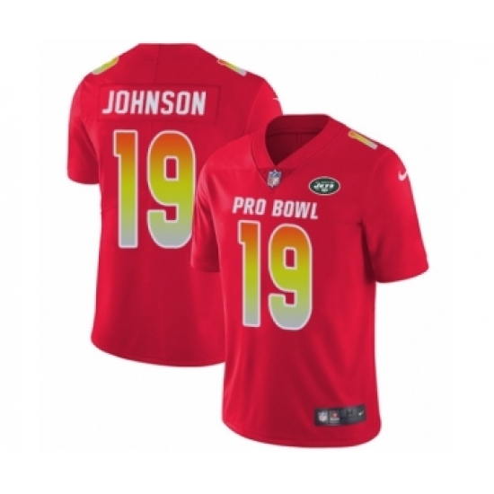 Men's Nike New York Jets 19 Keyshawn Johnson Limited Red AFC 2019 Pro Bowl NFL Jersey