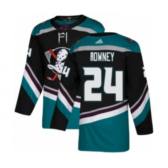 Men's Adidas Anaheim Ducks 24 Carter Rowney Premier Black Teal Alternate NHL Jersey