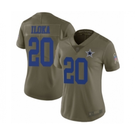 Women's Dallas Cowboys 20 George Iloka Limited Olive 2017 Salute to Service Football Jersey