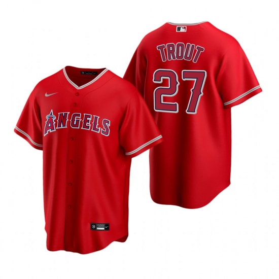 Men's Nike Los Angeles Angels 27 Mike Trout Red Alternate Stitched Baseball Jersey