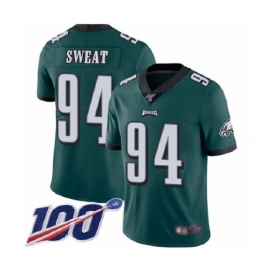 Men's Philadelphia Eagles 94 Josh Sweat Midnight Green Team Color Vapor Untouchable Limited Player 100th Season Football Jersey
