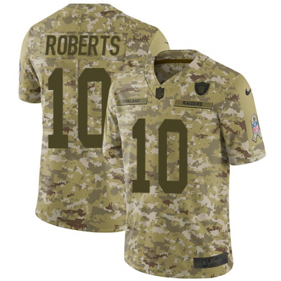 Youth Nike Oakland Raiders 10 Seth Roberts Limited Camo 2018 Salute to Service NFL Jersey