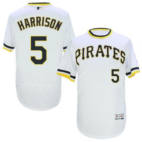 Men's Majestic Pittsburgh Pirates 5 Josh Harrison White Flexbase Authentic Collection Cooperstown MLB Jersey