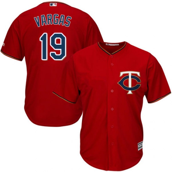 Men's Majestic Minnesota Twins 19 Kennys Vargas Replica Scarlet Alternate Cool Base MLB Jersey