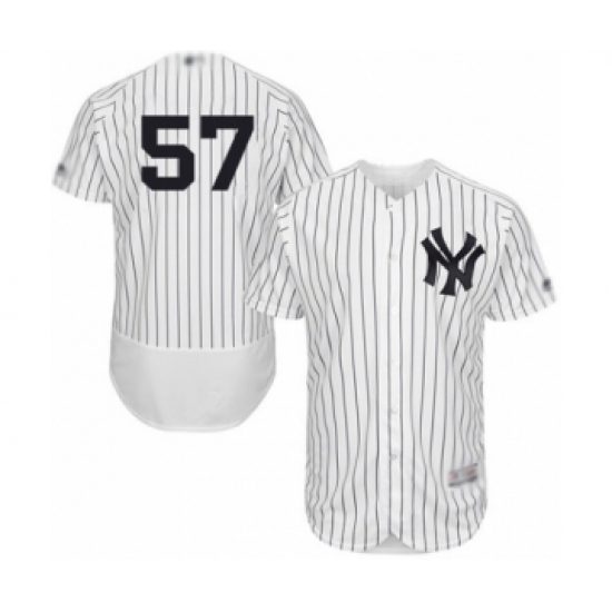 Men's New York Yankees 57 Chad Green White Home Flex Base Authentic Collection Baseball Player Jersey