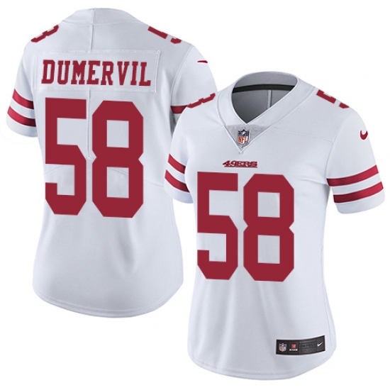 Women's Nike San Francisco 49ers 58 Elvis Dumervil White Vapor Untouchable Limited Player NFL Jersey