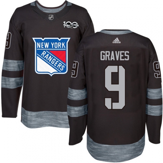 Men's Adidas New York Rangers 9 Adam Graves Authentic Black 1917-2017 100th Anniversary NHL Jersey