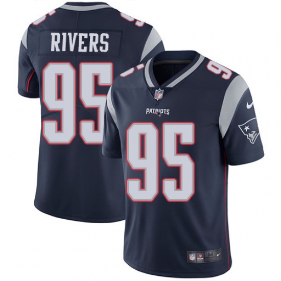 Youth Nike New England Patriots 95 Derek Rivers Navy Blue Team Color Vapor Untouchable Limited Player NFL Jersey