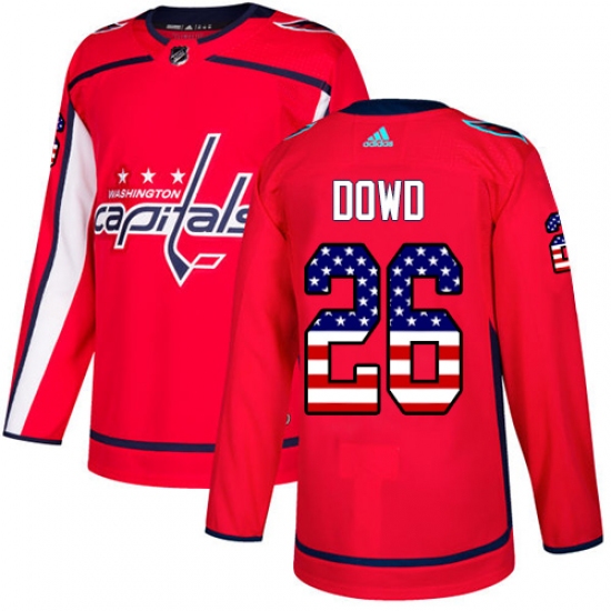 Men's Adidas Washington Capitals 26 Nic Dowd Authentic Red USA Flag Fashion NHL Jersey