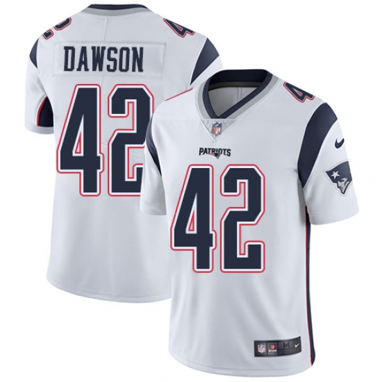 Men's Nike New England Patriots 42 Duke Dawson White Vapor Untouchable Limited Player NFL Jersey