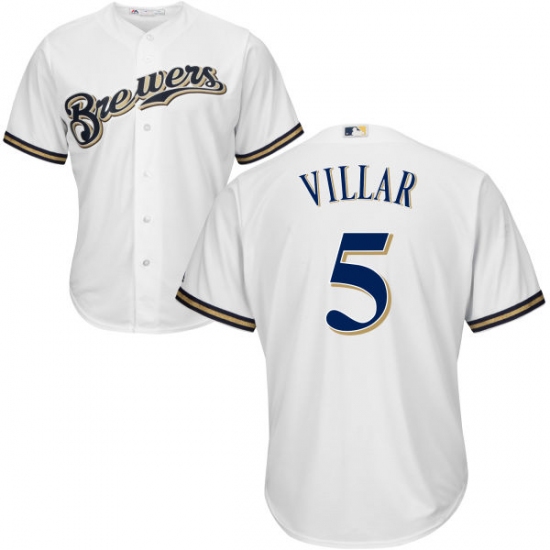 Youth Majestic Milwaukee Brewers 5 Jonathan Villar Authentic White Home Cool Base MLB Jersey