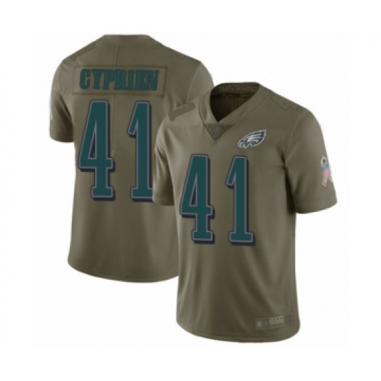Men's Philadelphia Eagles 41 Johnathan Cyprien Limited Olive 2017 Salute to Service Football Jersey