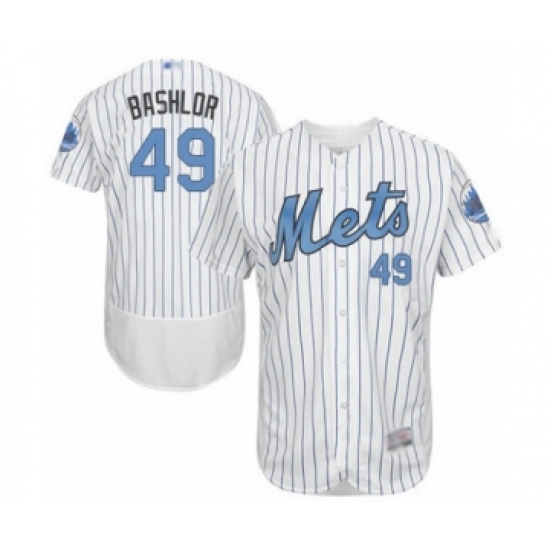 Men's New York Mets 49 Tyler Bashlor Authentic White 2016 Father's Day Fashion Flex Base Baseball Player Jersey