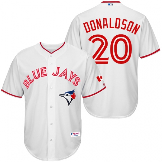 Men's Majestic Toronto Blue Jays 20 Josh Donaldson Replica White 2015 Canada Day MLB Jersey