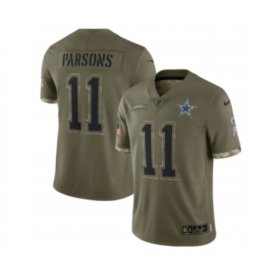 Men's Dallas Cowboys 11 Micah Parsons 2022 Olive Salute To Service Limited Stitched Jersey