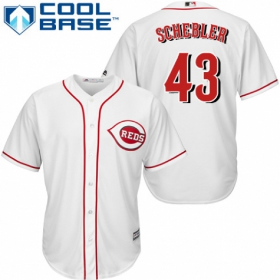 Men's Majestic Cincinnati Reds 43 Scott Schebler Replica White Home Cool Base MLB Jersey