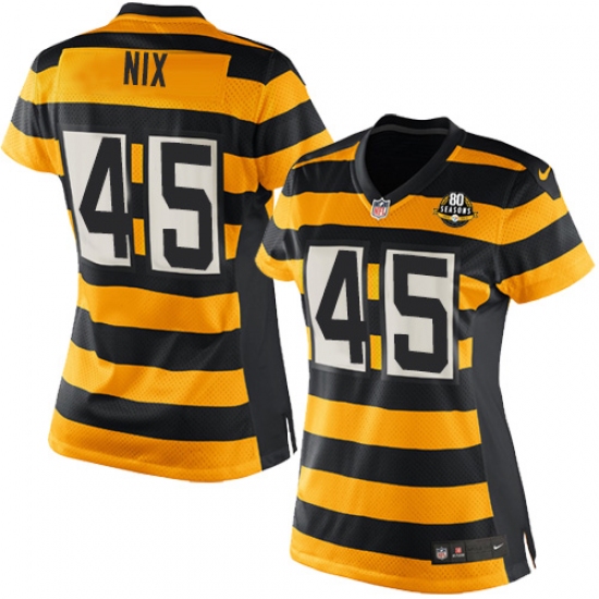 Women's Nike Pittsburgh Steelers 45 Roosevelt Nix Game Yellow/Black Alternate 80TH Anniversary Throwback NFL Jersey
