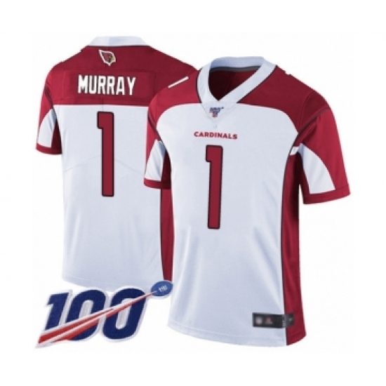 Men's Arizona Cardinals 1 Kyler Murray White Vapor Untouchable Limited Player 100th Season Football Jersey