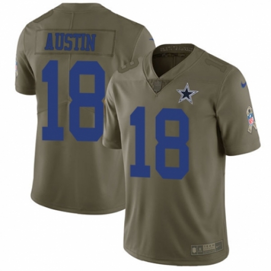 Men's Nike Dallas Cowboys 18 Tavon Austin Limited Olive 2017 Salute to Service NFL Jersey