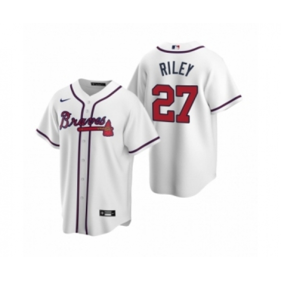 Men's Atlanta Braves 27 Austin Riley Nike White 2020 Replica Home Jersey