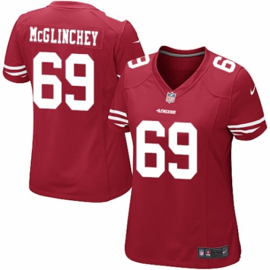 Women's Nike San Francisco 49ers 69 Mike McGlinchey Game Red Team Color NFL Jersey