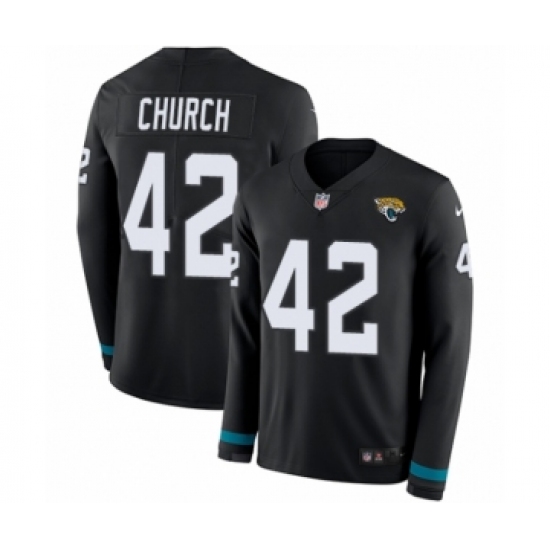 Men's Nike Jacksonville Jaguars 42 Barry Church Limited Black Therma Long Sleeve NFL Jersey