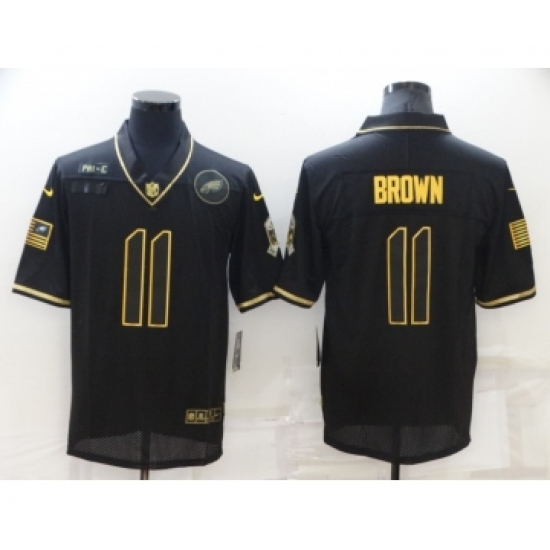 Men's Philadelphia Eagles 11 A. J. Brown 2020 Black Gold Salute To Service Limited Stitched NFL Jersey