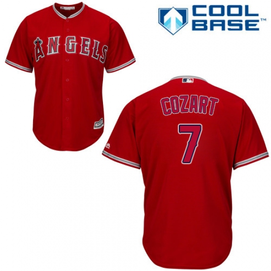 Men's Majestic Los Angeles Angels of Anaheim 7 Zack Cozart Replica Red Alternate Cool Base MLB Jersey
