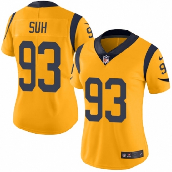 Women's Nike Los Angeles Rams 93 Ndamukong Suh Limited Gold Rush Vapor Untouchable NFL Jersey