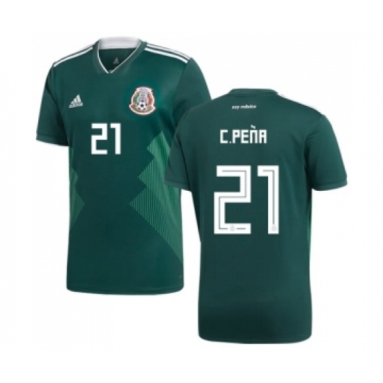 Mexico 21 C.Pena Green Home Soccer Country Jersey