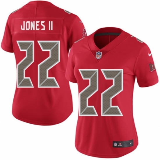 Women's Nike Tampa Bay Buccaneers 22 Ronald Jones II Limited Red Rush Vapor Untouchable NFL Jersey