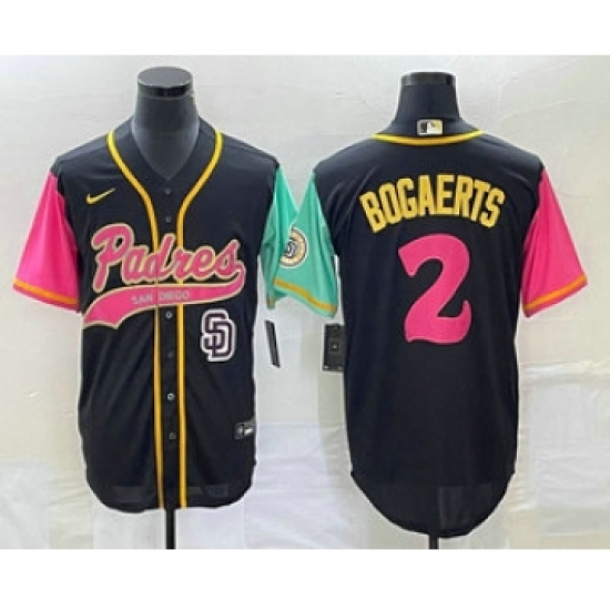 Men's San Diego Padres 2 Xander Bogaerts Black NEW 2023 City Connect Cool Base Stitched Jersey 1