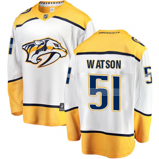 Men's Nashville Predators 51 Austin Watson Fanatics Branded White Away Breakaway NHL Jersey
