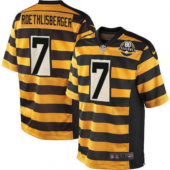 Men's Nike Pittsburgh Steelers 7 Ben Roethlisberger Limited Yellow/Black Alternate 80TH Anniversary Throwback NFL Jersey