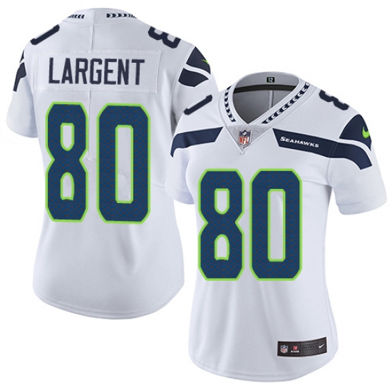 Women's Nike Seattle Seahawks 80 Steve Largent White Vapor Untouchable Limited Player NFL Jersey
