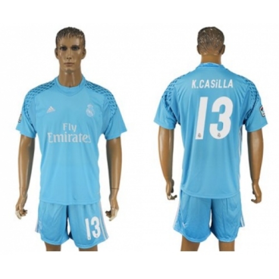 Real Madrid 13 K.Casilla Sky Blue Goalkeeper Soccer Club Jersey