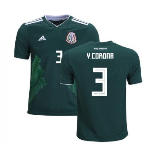 Mexico 3 Y.Corona Home Kid Soccer Country Jersey