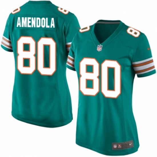 Women's Nike Miami Dolphins 80 Danny Amendola Game Aqua Green Alternate NFL Jersey