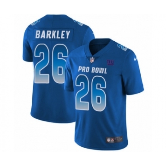Men's Nike New York Giants 26 Saquon Barkley Limited Royal Blue NFC 2019 Pro Bowl NFL Jersey